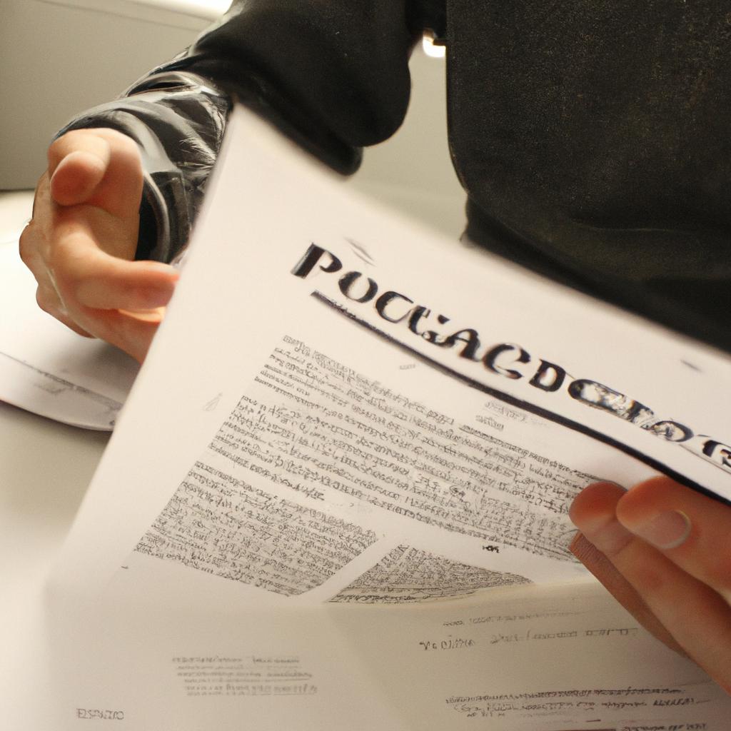 Person reading government policy documents