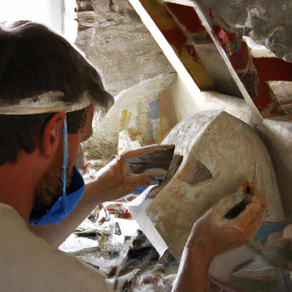 Person working on historical restoration
